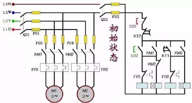 电动机的顺序启动、同时停止